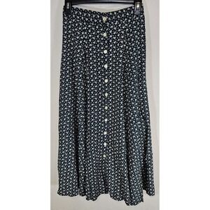 Vintage Best American Skirt Womens 7/8 Boho Cottagecore Pleated‎ Green Floral